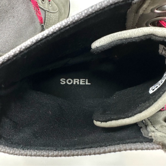 Sorel Lexie Leather Distressed Wedge Waterproof Boots Size 7.5 Grey Olive Green - Picture 13 of 15